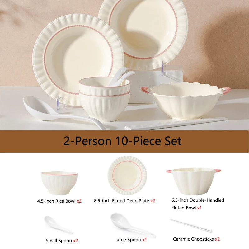 Dinner sets kitchen bowl porcelain noble for 2-10 people serving table