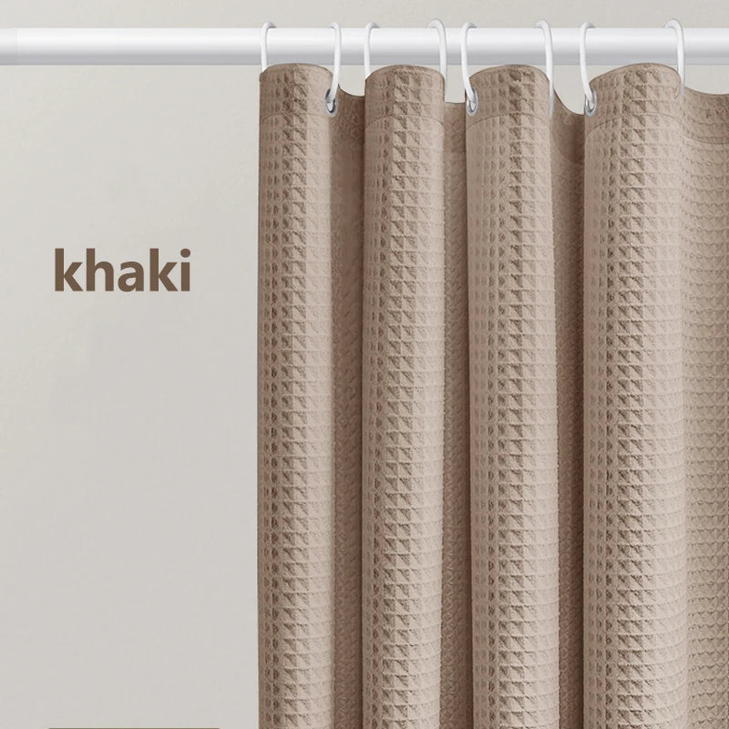 Thickened Waffle Solid Color Shower Curtain, Non-porous Double-sided Waterproof and Mildew