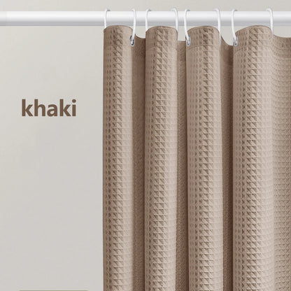 Thickened Waffle Solid Color Shower Curtain, Non-porous Double-sided Waterproof and Mildew
