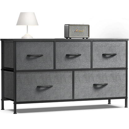 JHK Cabinet Layers With 5 Fabric Drawers Wardrobe Steel Frame Storage Dresser