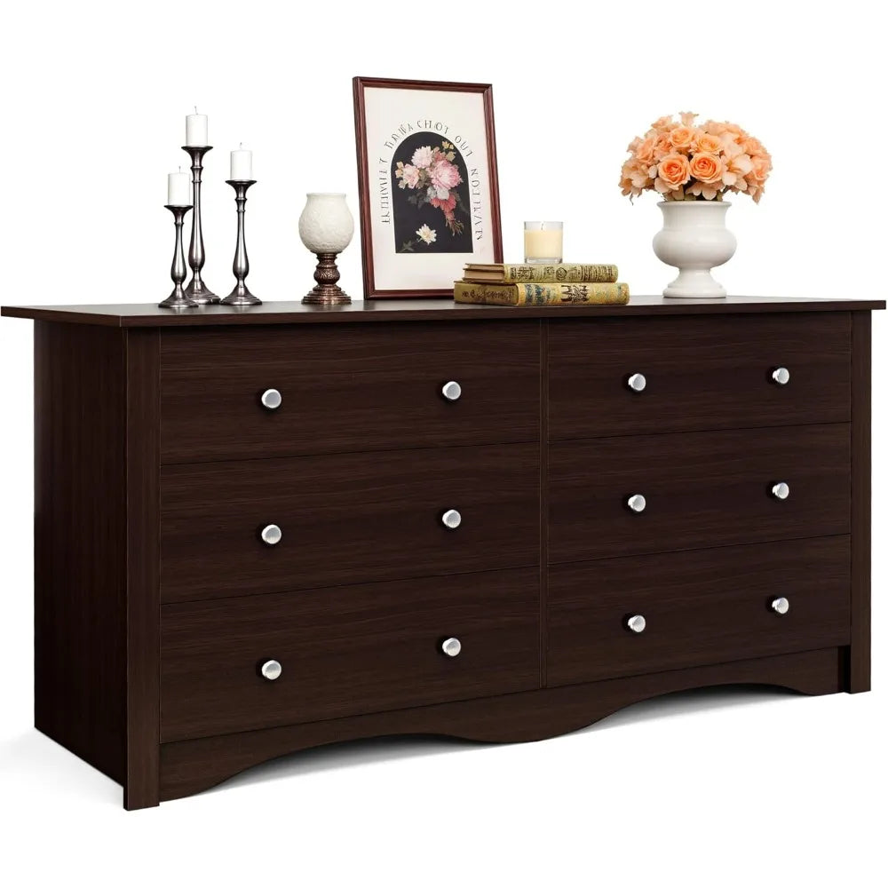 JUMMICO Dresser 6 Drawers Storage Design for Bedroom an Living Room.