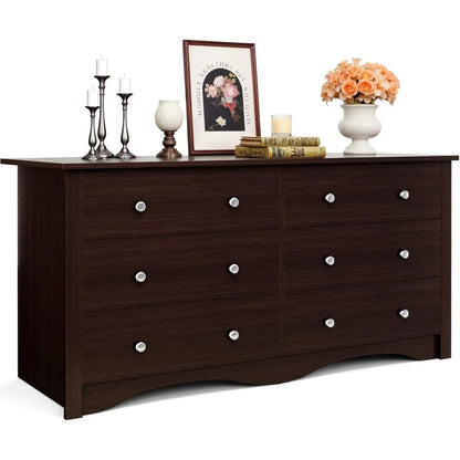 JUMMICO Dresser 6 Drawers Storage Design for Bedroom an Living Room.