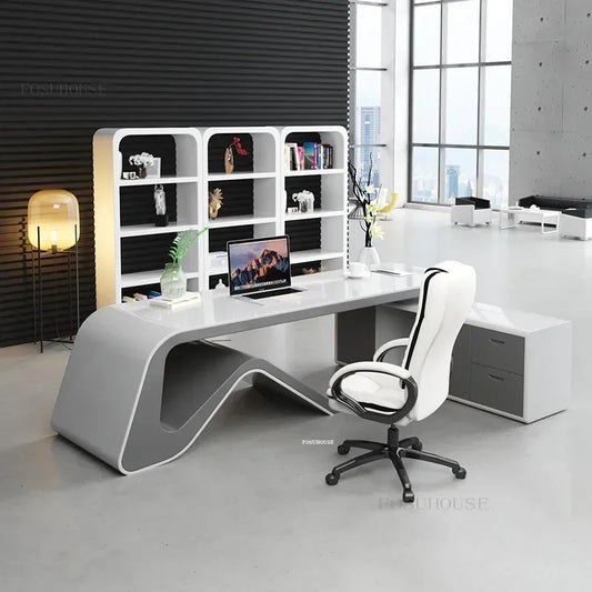 Designer Painted White Office Desks Computer Table Modern Fashion Boss Desks