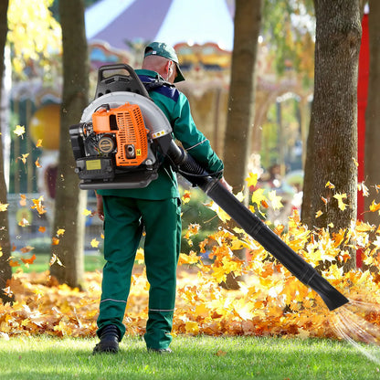 2-Stroke Gas Leaf Blower, Adjustable Speed Backpack Blower, Yard Cleaning