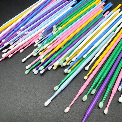 100Pcs Eyelash Cleaning Brush Lash Extension Micro Cotton Swab Individual Eyelashes