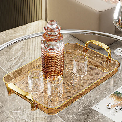 WORTHBUY Light Luxury Clear Serving Tray Plastic Fruit Dessert Tray