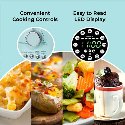 Countertop Microwave Oven, 800-Watt, 0.9 Cu Ft - 12 Pre-Programmed Cooking Settings - Digital Clock