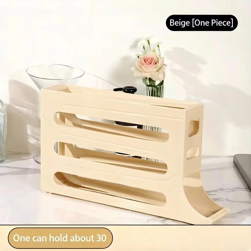 Automatic Rolling Egg Storage Box Refrigerator Door Egg Dispenser Slide Organizer