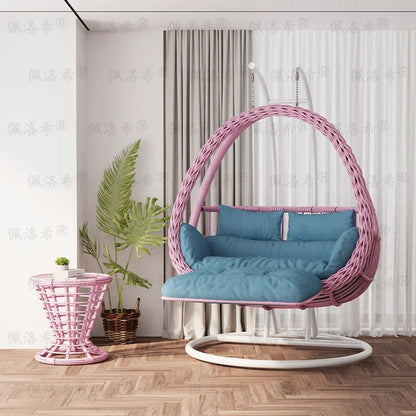 Hanging basket rattan courtyard double swing lazy chair