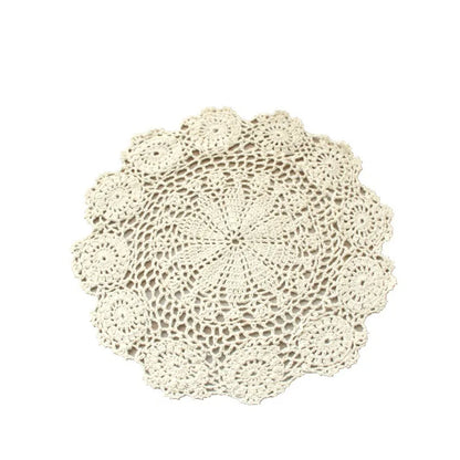 1PC Round Hand Crocheted Doily Vintage Cotton Crochet Table Place Mat.