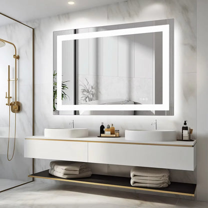 JHK 36"x 24"LED Bathroom Vanity Function Tempered Glass with Front Light mirror.