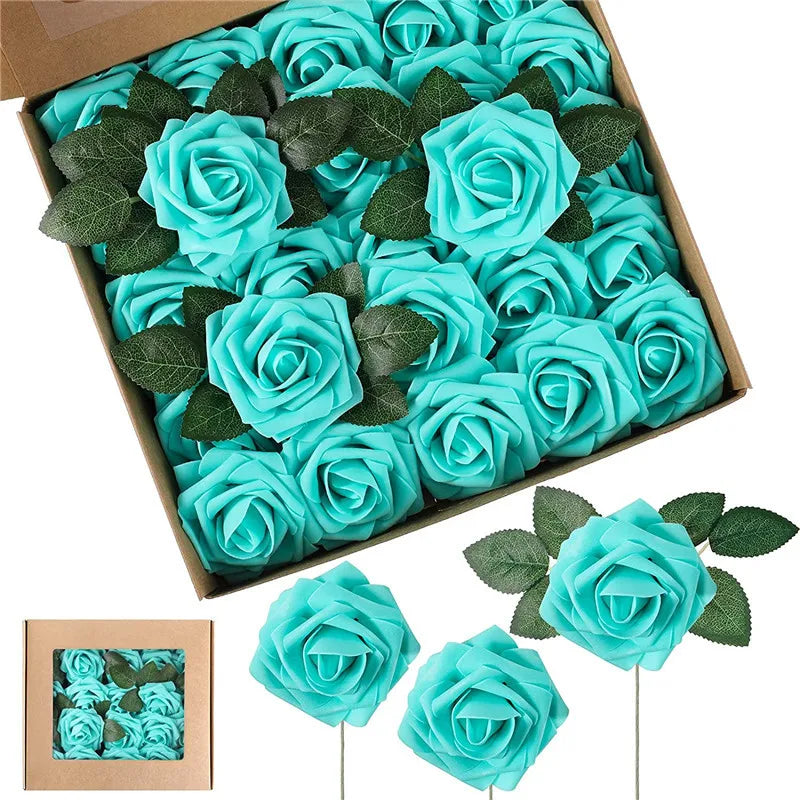 10~100pcs Rose Artificial Flowers Foam Fake Roses Wedding Bouquets Centerpieces