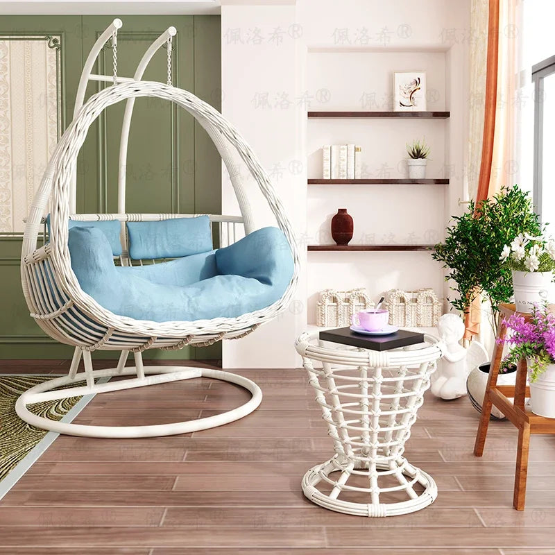 Hanging basket rattan courtyard double swing lazy chair