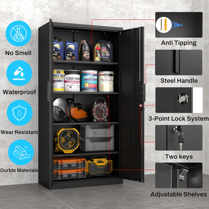Metal Cabinet for Garage Storage Organization Industrial Utility Cabinet with Adjustable Shelves