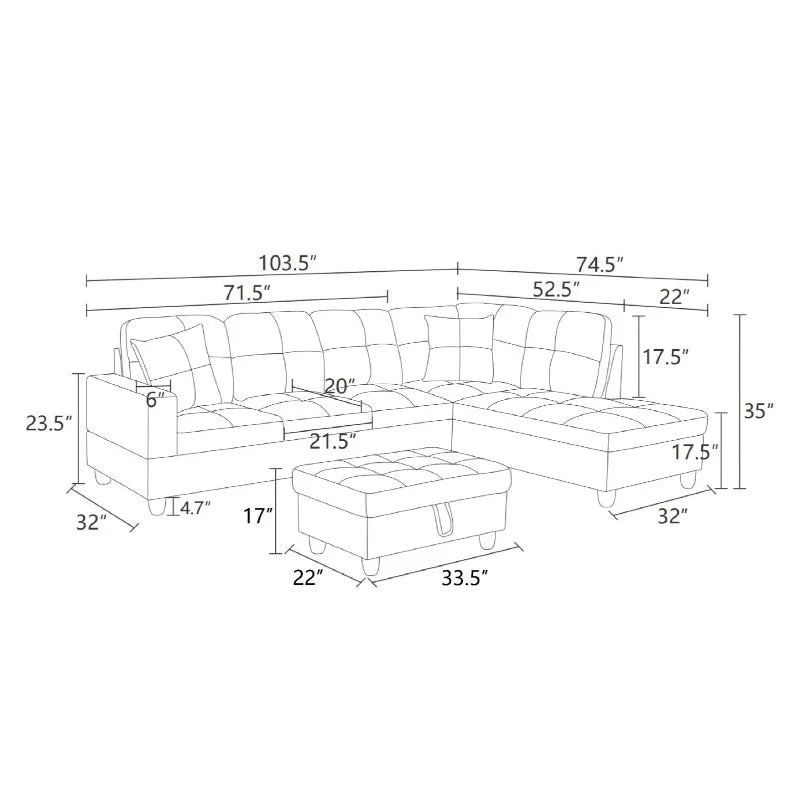 White Faux Leather 3-Piece Couch Living Room Sofa Set