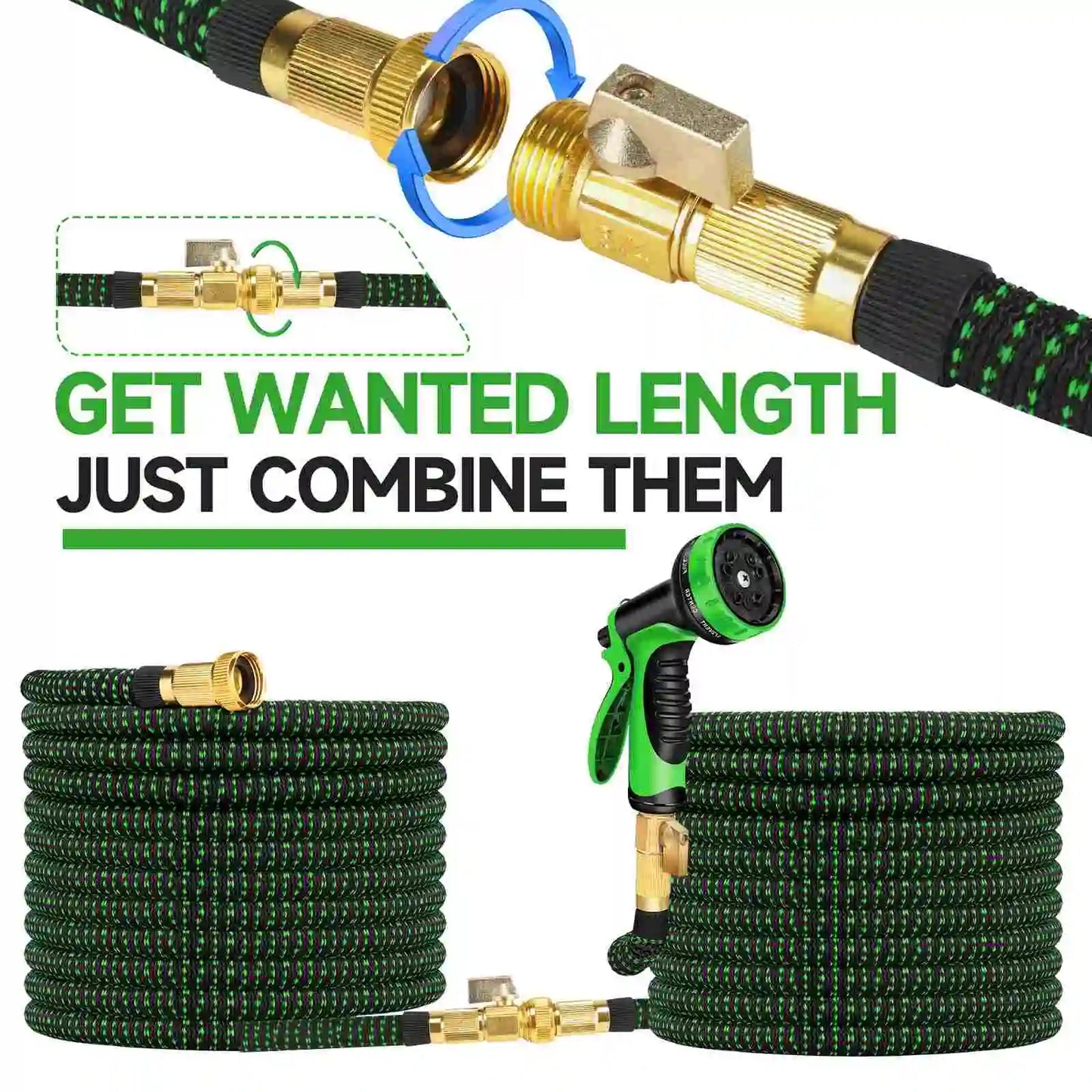 25/50/75/100/150ft Expandable Water Hose Flexible Magic Garden Hose 10 Pattern Sprayer Nozzle For Pet Cleaning Watering