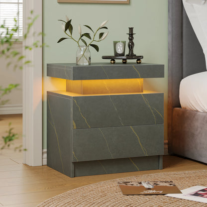 2 Cube Drawers End Table with RGB LED Lights