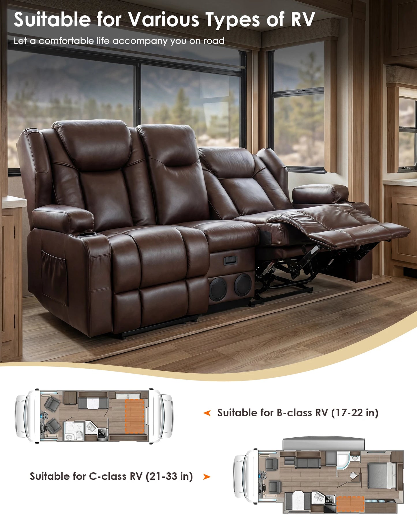 Redlife Loveseat Recliner Sofa with Heating & Massage,USB & Power Outlet,Home Theater.