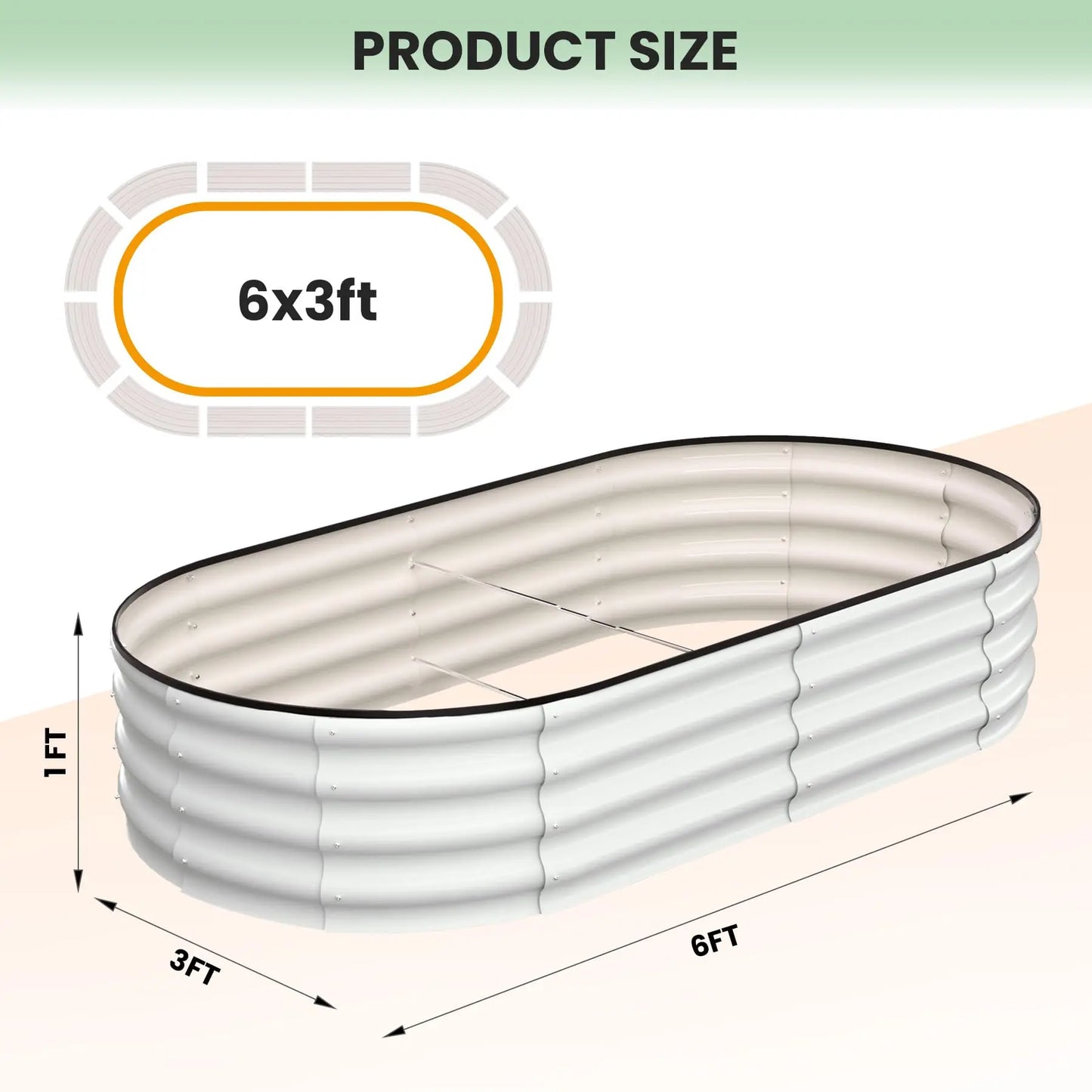 2-Pack Oval Galvanized Steel Raised Garden Bed Open Base Safety Edge Metal Plant