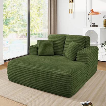 56" Oversized Chaise Lounge Plush Faux Fur Sleeper Sofa Couch Bed with Pillows