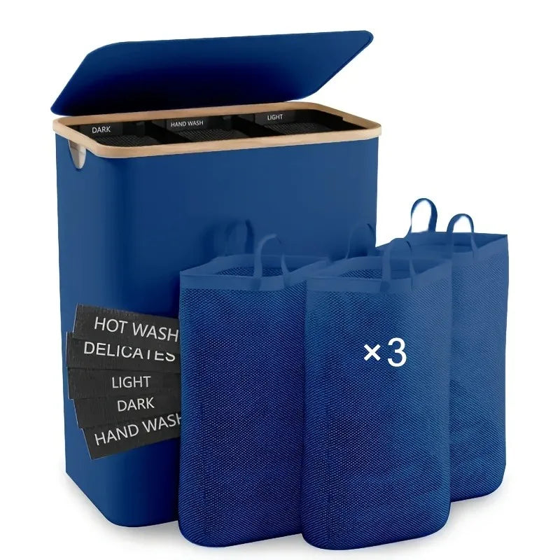 Extra Large Laundry Basket with Lid 3-Grids Inner Bags Laundry Hamper