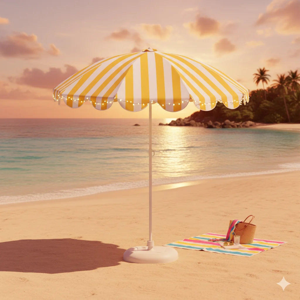 Adjustable Height UPF50+ UV Protection Beach Sun Umbrella (Base Not Included)