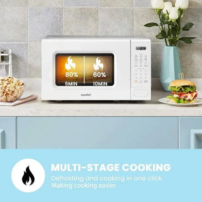 L # Retro Microwave Fast Multi-Stage Cooking, Turntable Reset Function Kitchen Timer