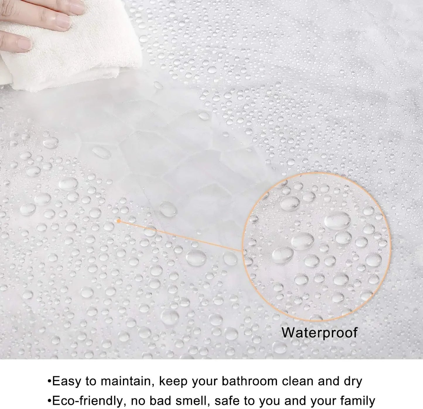 3D Water Cube Shower Curtain, Clear with Bottom Magnets, Heavy Duty Bathroom Curtain for Bathtubs