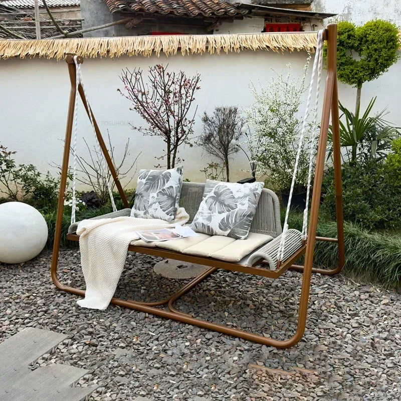 Bracket Outdoor Balcony Double Swing Chair Leisure Villa Patio Garden Hanging Basket Outdoor Furniture