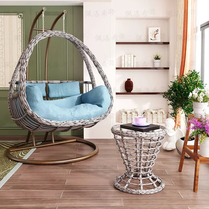 Hanging basket rattan courtyard double swing lazy chair