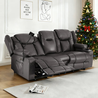 Redlife Loveseat Electric Recliner Sofa for Seniors, Massage & Heat Capacity,Cat-Claw Leather.