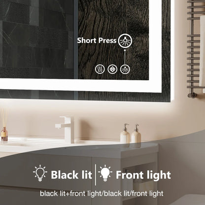 JHK 36"x 24"LED Bathroom Vanity Function Tempered Glass with Front Light mirror.