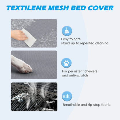 Elevated Dog Bed, Cooling Raised Pet Cot with Chew Proof Washable Breathable Mesh and Metal Frame