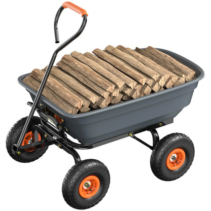 Wheelbarrow, Plastic and Steel Wheel Barrel, Garden Cart for Lawn