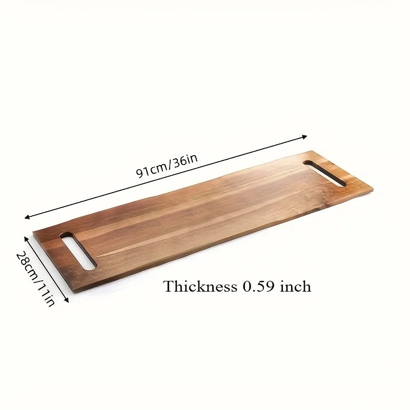 Extra Large Acacia Wood Charcuterie Board & Cutting Board with Handles – 36 x 12 Inch