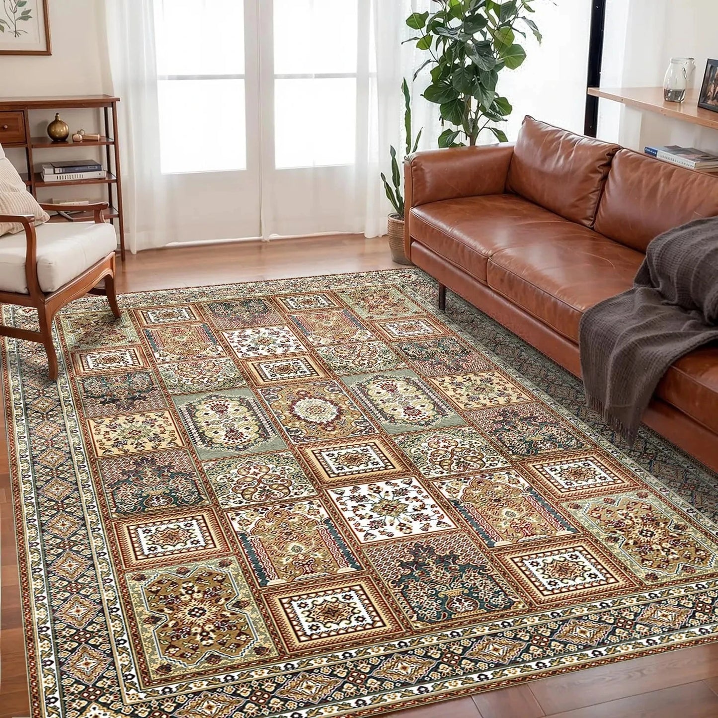 VIKAMA Bohemian Crystal Velvet Anti Slip Carpet for Living Room,