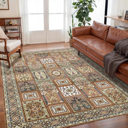 VIKAMA Bohemian Crystal Velvet Anti Slip Carpet for Living Room,