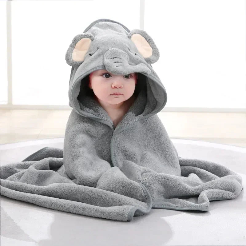 80*80cm/ Cartoon Baby Bath Towel Body Hooded Polyester Fiber Baby Bathrobe Newborn Swaddling