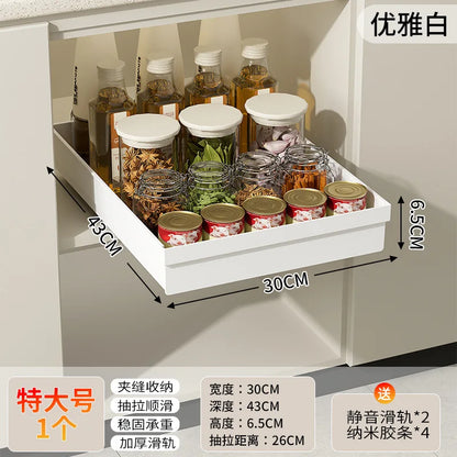 Heavy-Duty No-Drill Magic Tray Slide-Out Organizer for Cabinets