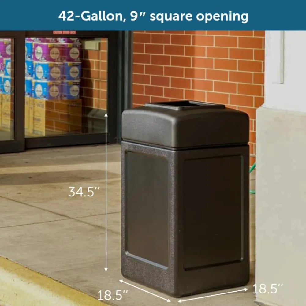 Open-Top Indoor/Outdoor Square 42 Gallon Large Waste Trash Container Bin