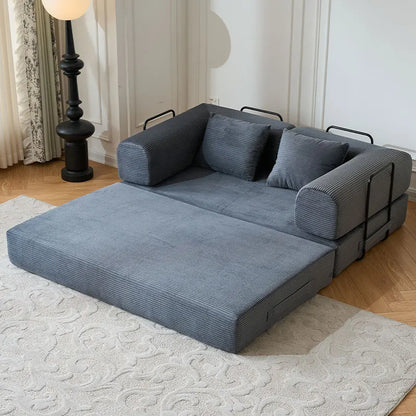Couch Foldable Convertible Futon Sleeper Sofa Bed Floor Lounge with L-Shaped Armrests