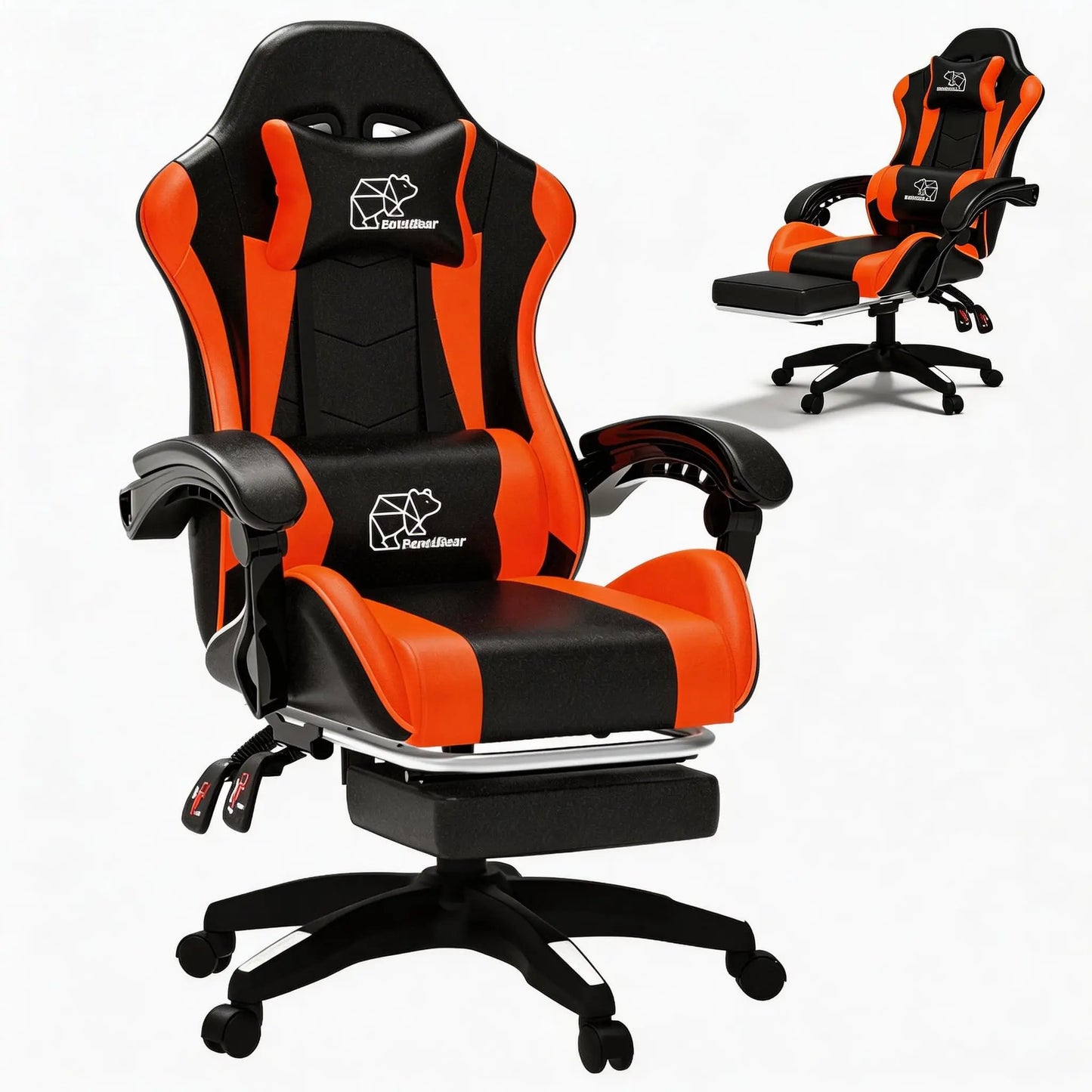 Computer Gaming Leather Office Chairs with Footrest, Back Recliner Height Adjustable