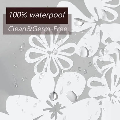1pc White Flower Shower Curtain Liner with Metal Grommets & Plastic Hooks
