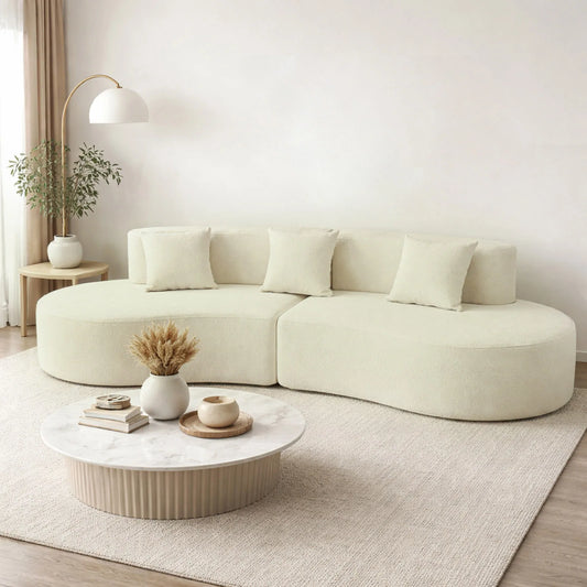 Curved Couch Half Moon Compressed Modular Sectional Sofa Home Living Room Cream White