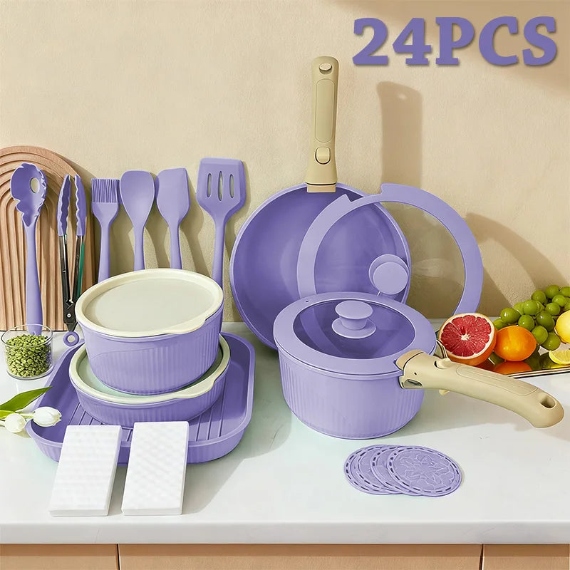 Pots and Pans Set, Nonstick Cookware Set Detachable Handle, Oven Safe