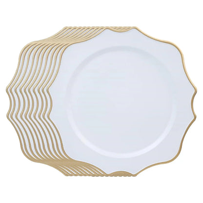 Elegant Plastic Charger Plates Decorative Tableware Plates for Holiday Dinner Events