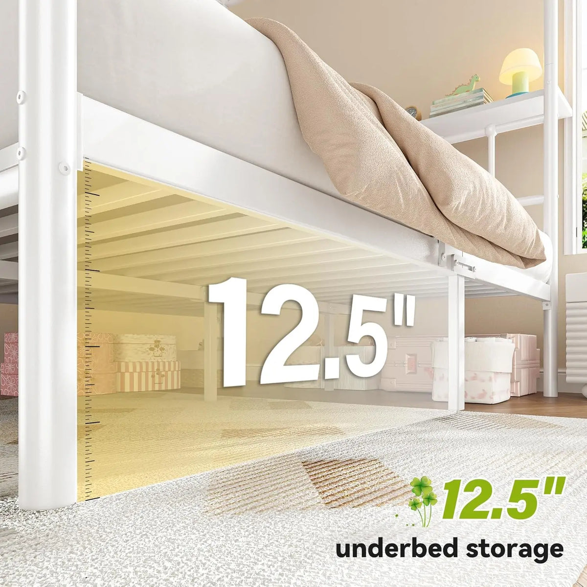 Canopy Bed Frame with Storage Headboard Metal Platform Bed