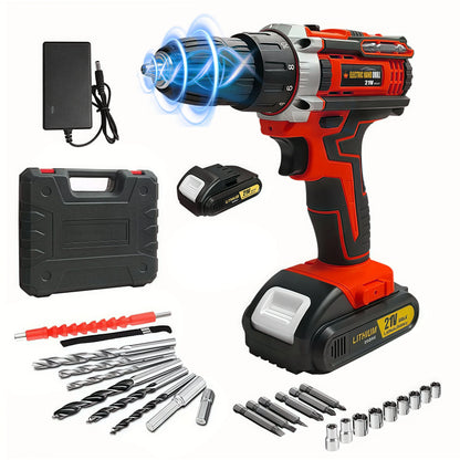 21V Cordless Drill Set with Multi-Function Electric Screwdriver High-Power Rechargeable Combination Tool