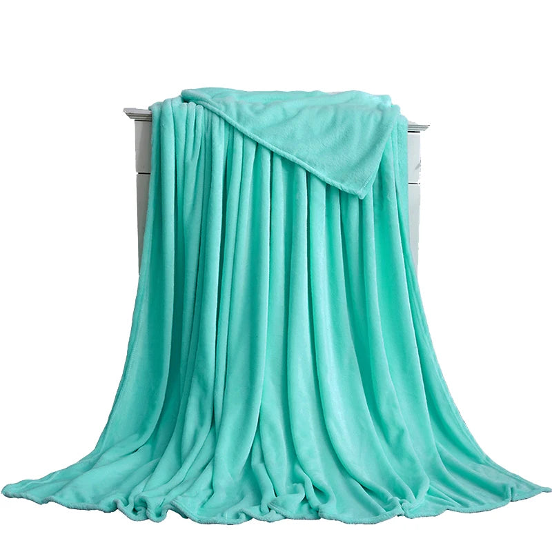 Super Soft Warm Lightweight Plain Solid Color Flannel Blanket for All Season
