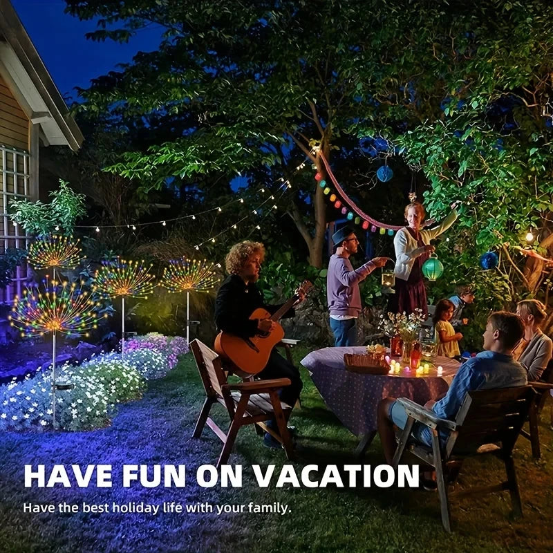 Solar Firework Outdoor Waterproof Solar 8 Lighting Modes Fairy String Light